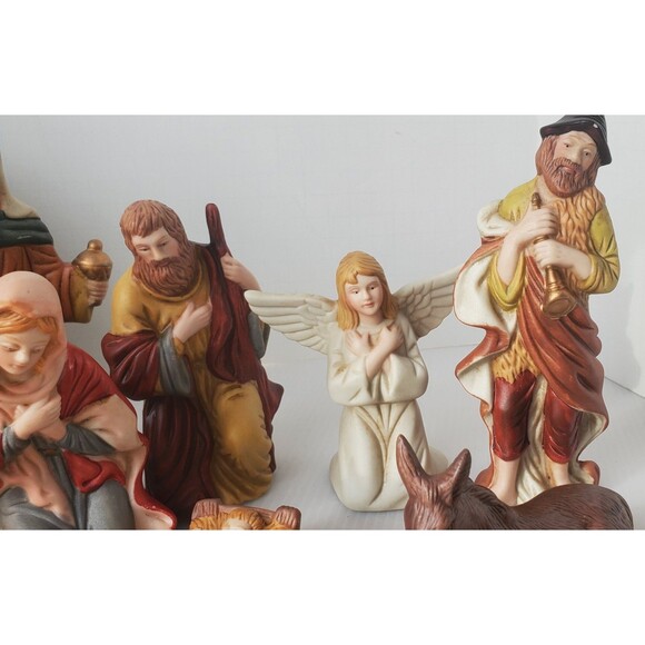 Nativity Set 11 pc Porcelain Vintage Hand Painted NOS Original Box 90s Christmas - Picture 6 of 9
